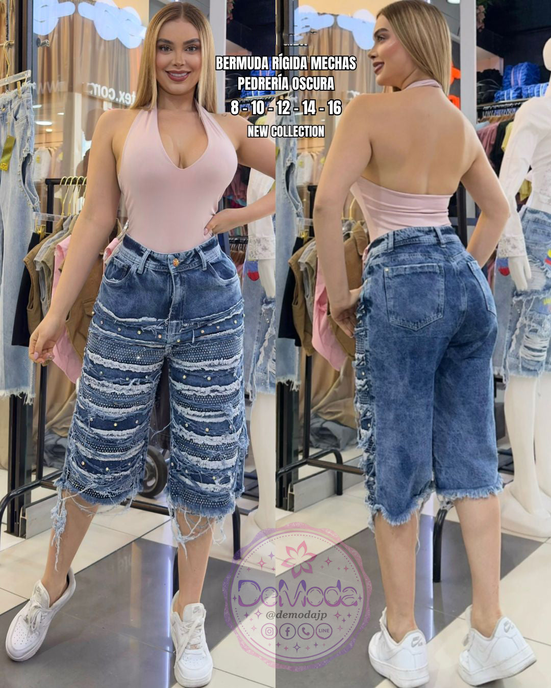 Bermuda Jeans Mechas 1