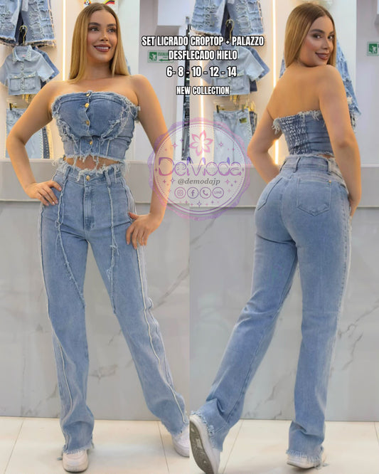 Set Jeans Palazzo flecos